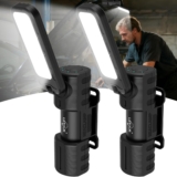 Inspection Lamp 2000 Lumen 2 Pack Rechargeable LED Work Light with Magnetic and Foldable 180 Rotating Stand and Magnetic Torch for Maintenance Work Night Walking Camping Emergency