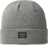 JACK & JONES Mens DNA Logo Knitted Beanie – Grey