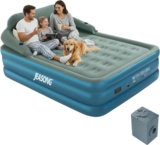 JEASONG Air Bed with Built in Battery Pump & Headboard Self Inflating Mattress, 52cm High Raised Blow Up Mattress Inflatable Mattress King Size Airbed, Inflatable Bed Air Mattress Double 203x15252cm