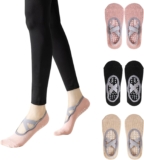 JEKUGOT 3 Pairs Non-Slip Yoga Socks – Womens Cotton Pilates Barre Dance Gym Socks – Fall Prevention Grip Socks for Pilates, Fitness, Ballet, Home Workout