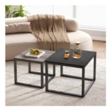 JUISSANO Nesting Coffee Tables Set of 2 Black and Grey