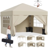 JUMMICO Pop Up Gazebo with Sides, Heavy Duty Large Waterproof Marquee, 4 Removable Walls, UV50 Sun Shelter, Adjustable Height