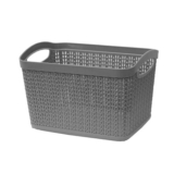 JVL Knit Design Storage Basket with Handles, Grey, 6.6L