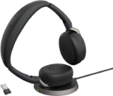 Jabra Evolve2 65 Flex – Stereo Headset with Bluetooth, Wireless Charging Pad, Noise-cancelling Jabra ClearVoice Technology and Hybrid
