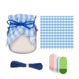Jam Jar Decoration Kit with Gingham Doilies and Labels (Blue)
