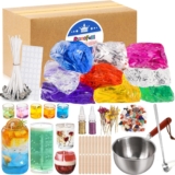 Jelly Candle Making Kit,9pcs Gel Wax -7 Colors Candle Making kitIncludes Wax Wicks Wick StickersWooden Wick Holders and MoreDIY Starter Candle Making Kit 2.8LB/45oz