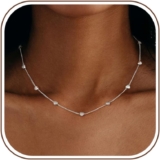 JeweBella Gold Choker Necklaces for Women Girls 18K Gold Plated Chain/Heart/Ball/Disc/Pearl Necklace Dainty Thin Chain Necklace Silver Gold Necklaces for Women Jewellery Gifts