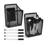 Jiayaus 2-Pack Magnetic Pen Holder and Mesh Basket with Pens