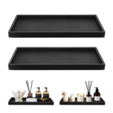 Jiayaus 2-Piece Silicone Vanity Tray, Black Rectangular