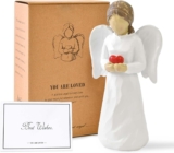 Jiayaus Guardian Angel Statue Gifts for Women, Angel Ornament Figurines Holding a Heart, Resin Angel Statue for Thanksgiving, Christmas, MotherS Day, Decor Memorial Gifts