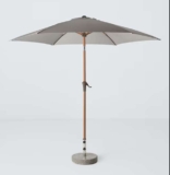 John Lewis Wood-Effect Wind-Up Parasol, 2.7m, Grey