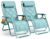 KEPLIN – 2 XXL Premium Heavy Duty Quilted Zero Gravity Chairs – Garden Recliners, Headrest, Cup & Phone Holder, Foldable Sun Loungers (Mint)