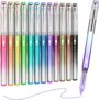 KERIFI Liquid Ink Rollerball Pens, 12 Coloured Pens, Smooth Writing, Quick Dry, 0.5mm Gel Ink Pens for Writing, Journaling, Drawing, High Capacity, No Bleed & Smear Smudge Stationery Supplies