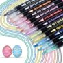 KERIFI Outline Marker Pens – 12 Metallic Glitter Pens for Card Crafting, Double Line Markers for Scrapbooking, Art Journaling and Creative Projects
