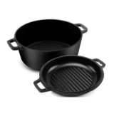 KICHLY 2 in 1 Cast Iron Dutch Oven with Dual Purpose Lid