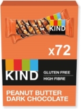 KIND Bars, Bulk Pack, Peanut Butter & Dark Chocolate, High Fibre, Gluten Free Snack Bars, No Artificial Colours, Flavours or Preservatives, 72 x 40g bars