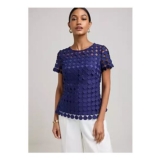 Kaleidoscope Navy Circle Lace Top