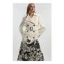 Karen Millen – Wool – Double Breasted Belted Coat – Cream or Brown