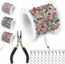 Keadic 42Pcs 304 Jewelry Making Chain Link Rolls Set with Stainless Steel Lobster Clasps, Jump Rings and Jewelry Pliers, 17ft Necklace Chains Bulk for DIY Earring Bracelets Anklet (Colorful)