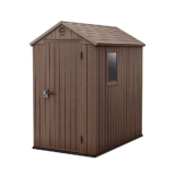 Keter Darwin 6×4 ft Apex Plastic Shed with floor & 1 window (Base included) – Brown
