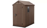Keter Darwin Apex Garden Storage Shed 4 x 6ft – Brown With Code