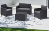 Keter Emma 4 Seater Graphite Wicker Garden Furniture Set with Storage Table