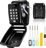 Key Safe Wall Mounted Outdoor, Key Lock Box for 12 Digit with Code, Combination Keysafe Waterproof Sparekeys Lockbox for Home Garage Warehouse Office & School (Black)