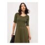 Khaki Ribbed 2 in 1 Midi Dress
