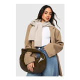 Khaki Textured Patent Knot Detail Grab Bag