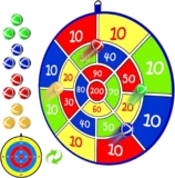 Kids Double Sided Dart Board with 12 Sticky Ball Toys, Indoor Outdoor Games And Birthday Party, Suitable For 3 4 5 6 7 8 9 10 11 12 Year Old Boys And Girls25.5in/65cm