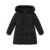 Kids Faux Fur Trim Detachable Hood Long Sleeve Short Puffer Jacket