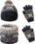 Kids Winter Hat Scarf Gloves, 3 in 1 Thermal Knit Hat Scarf Gloves with Double Layer Fleece Lining, Snow Pattern Cold Weather Set for Kids Boys Girls 2-7 Years