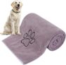 KinHwa Microfibre Dog Towels Large 127cm x 76cm Super Absorbent and Quick Dry Pet Towels for Bath Dogs Cats with Embroidered Paw Print Purple