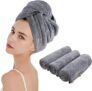 KinHwa Microfibre Hair Towels Wrap Super Absorbent 65×25 Cm Large Dry Hair Turban for Women Wet Long Thick Hair 3 Pack Grey