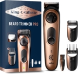 King C Gillette Cordless Beard Trimmer PRO for Men with 40 Length Settings. 1 Trimmer, 1 Detail Trimmer, 1 Cleaning Brush, 4 Interchangeable Combs, 1 Charger, and 1 Zip Pouch