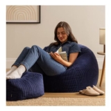 Kingston Navy Blue Cord Adults Bean Bag Chair & Footstool Free P&P Clubcard