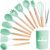 Kitchen Utensil Set, 12 PCS Silicone Cooking Utensils Set with Wooden Handle, Heat Resistant, Nonstick Cookware Tongs Spatula Spoon Set, Dishwasher Safe(Color:Green)