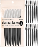 Kitsch Dermaplane Razor for Women Face Face Razors for Women & Men, Eyebrow Trimmer & Face Shaver Exfoliating Facial Razor & Skin Care Tool for Smoother Skin – Black, 12 pcs