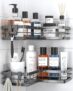 Kitsure Shower Caddy 2-Pack Corner Shower Shelf with Quick Drain Design, Strong Adhesive, No-Drill Installation & Rustproof Finish for Bathroom, Kitchen & Laundry, Sliver, 22.0x 22.0 x 5.0 cm