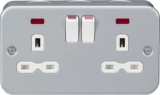 Knightbridge Metal Clad 13A 2G DP Switched Socket with Neon