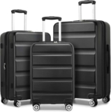 Kono 3-Piece Luggage Set Expandable Hard Shell PCABS Suitcase with Lock (Black or Cream White) – Shipper / Seller Luno Fashion Limited