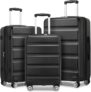 Kono 3-Piece Luggage Set Expandable Hard Shell PCABS Suitcase with Lock (Black or Cream White) – Shipper / Seller Luno Fashion Limited