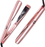 LANDOT 2-in-1 Hair Straightener & Curling Iron – Create Salon Waves, Curls & Straight Styles at Home Floating Plates, Anti-Frizz & Tangle-Free Dual Voltage, Temp 250-450F for All Hair Types