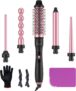 LANDOT 5-in-1 Hair Curling Wand Set with Thermal Brush, Multi-Size Barrels (9-38mm) for Salon Waves, Curls & Smooth Blowout Styles Fast Heat-Up, Includes Heat Mat & Glove