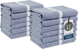 LANE LINEN Kitchen Towels Set – 100% Pure Cotton Dish Towels for Kitchen, Super Absorbent Kitchen Hand Towel, Blue Tea Towels, Soft & Durable Dish Cloths, Pack of 12 15×25, Blue Chambray