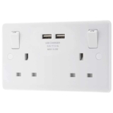 LAP 13A 2-Gang SP Switched Socket 3.1A 15.5W 2-Outlet Type A USB Charger White – Free C&C