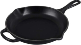 LE CREUSET Signature Enamelled Cast Iron Skillet Frying Pan with Helper Handle and Two Pouring Lips, 23 cm, Matte Black
