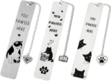 LEBKFT 3 Pack Funny Cat Bookmarks, Cute Stainless Steel Metal Book Marks with Inspirational Words Unique Reading Accessories Bookish Gifts for Book Lovers Cat Lovers Women and Men