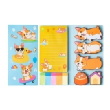 LEBKFT 440-Pcs Sticky Notes Set, 6 Sizes, Corgi Lovers Gift