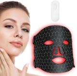 LED Face Light Therapy Mask 660nm Red Light and 850nm Near Infrared Face Light, 3 in 1 Chip Redlight Lamp at Home and Travel (Black)
